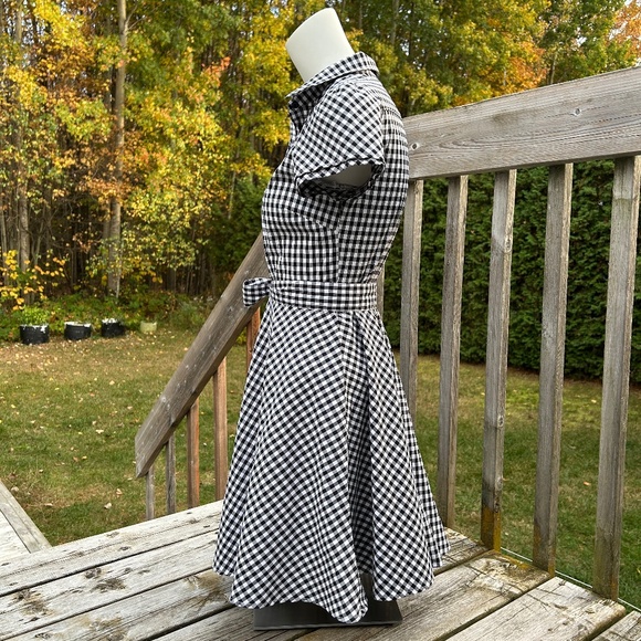Suzy Shier⎪Gingham black and white check shirt dress - Picture 2 of 9